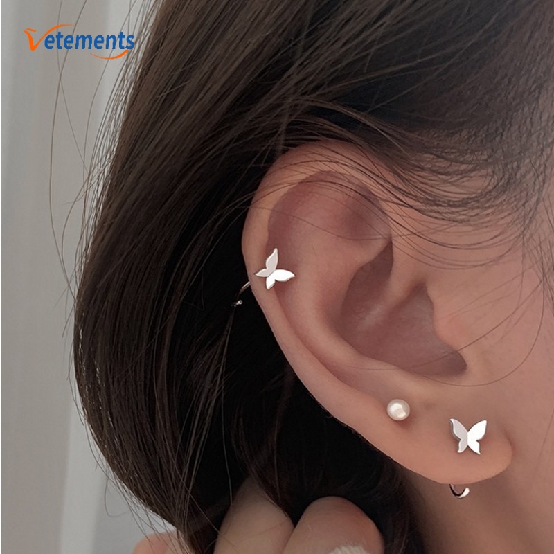 Set 2 Khuyên Tai Hình Bướm Nhỏ Đơn Giản Phong Cách Hàn Quốc