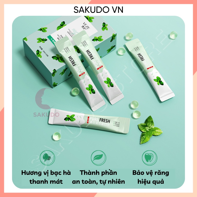 [Hộp 20 Gói] Nước súc miệng Bioaqua làm sạch răng miệng giảm tình trạng ố vàng giảm hôi miệng SKD012