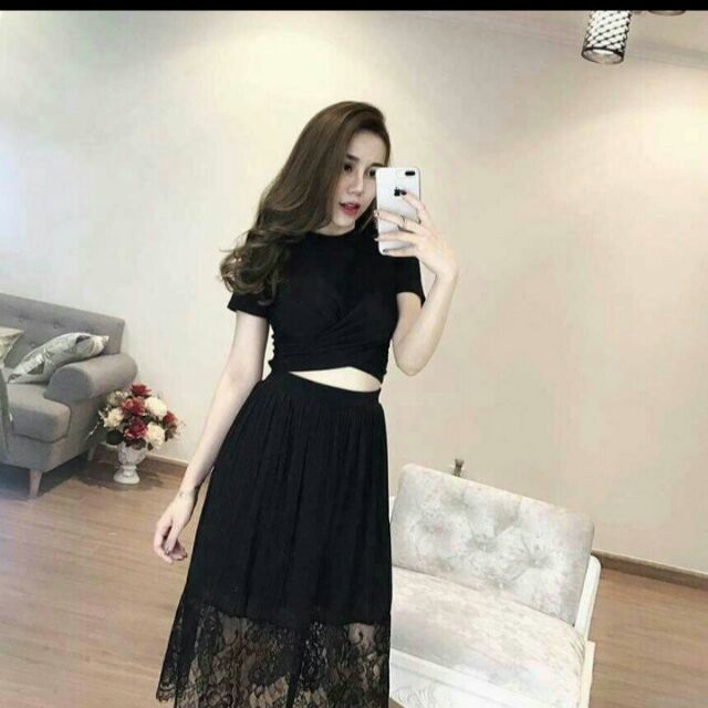sét áo croptop chân váy maxi