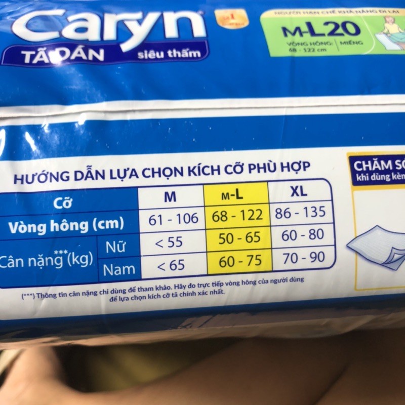 TÃ DÁN SIÊU THẤM NGƯỜI GIÀ CARYN SIZE ML20