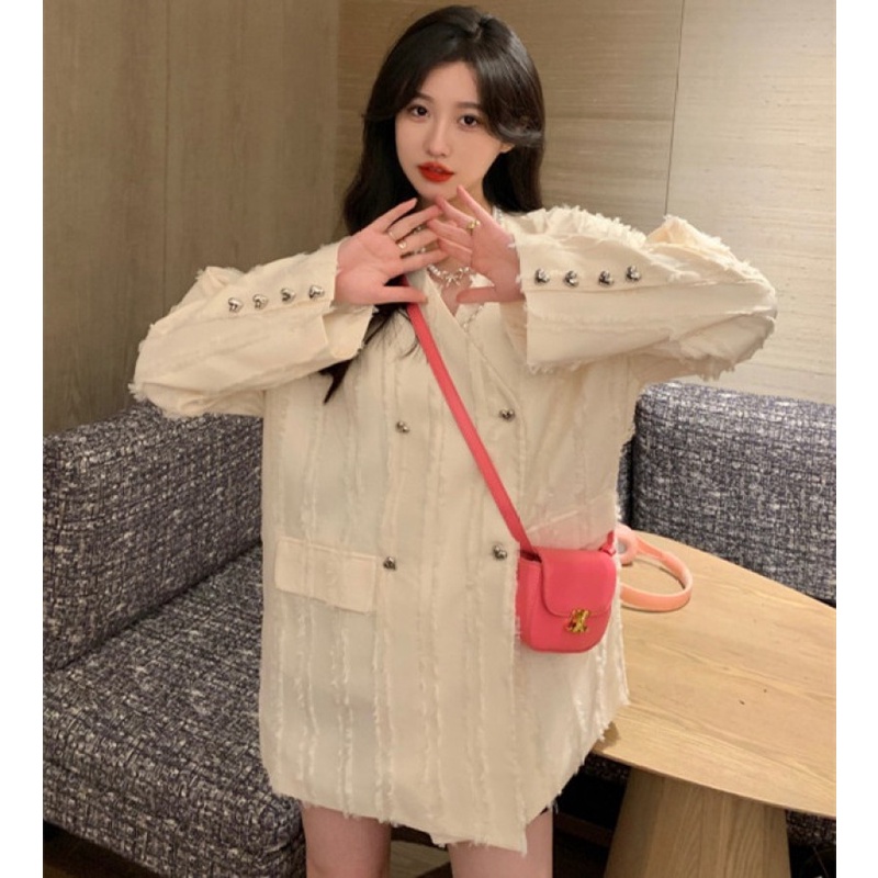 Áo Khoác Nữ Dài Tay Cổ Bẻ Thời Trang Hàn