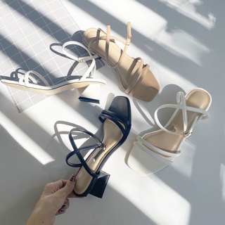 Sandal cao gót vuông 3 phân quai 2 quai mảnh chéo sau - M103