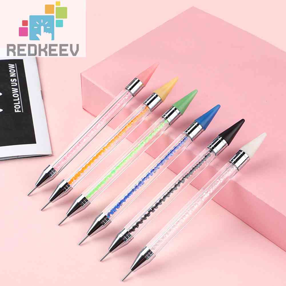 Dual Heads Acrylic Dotting Wax Pen Point Drill Picker Nail Art Studs Dotter[Redkeev]
