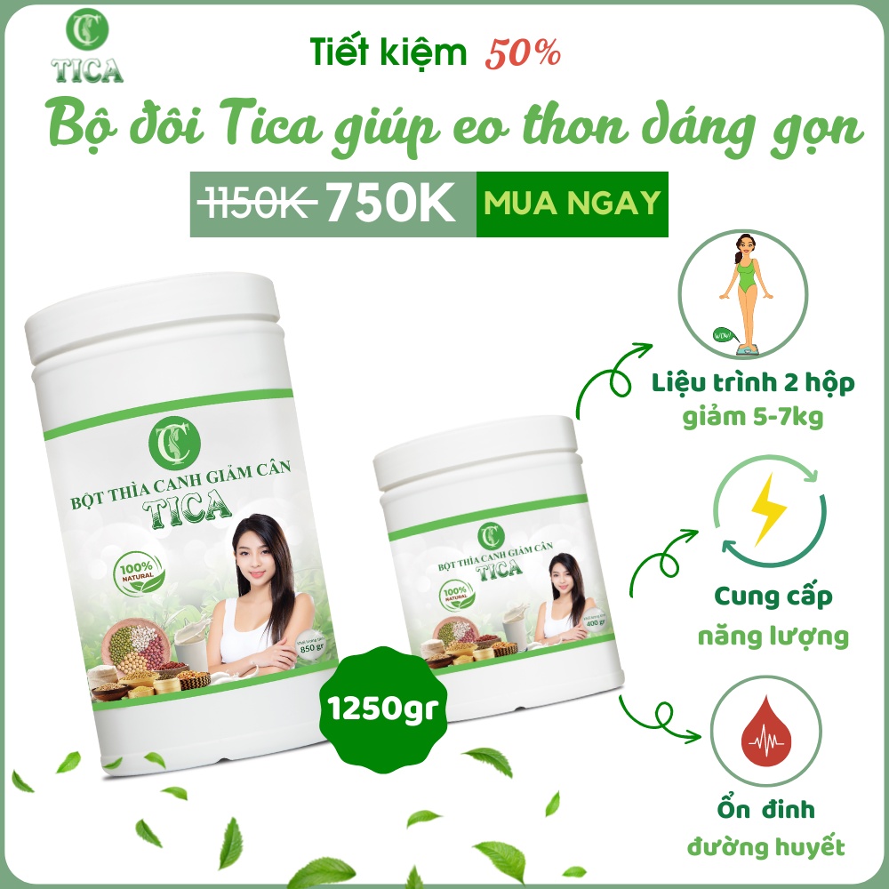 Liệu trình Bột thìa canh giảm cân TICA vị truyền thống hộp 850g và hộp 400g, Giảm cân giảm mỡ an toàn hiệu quả