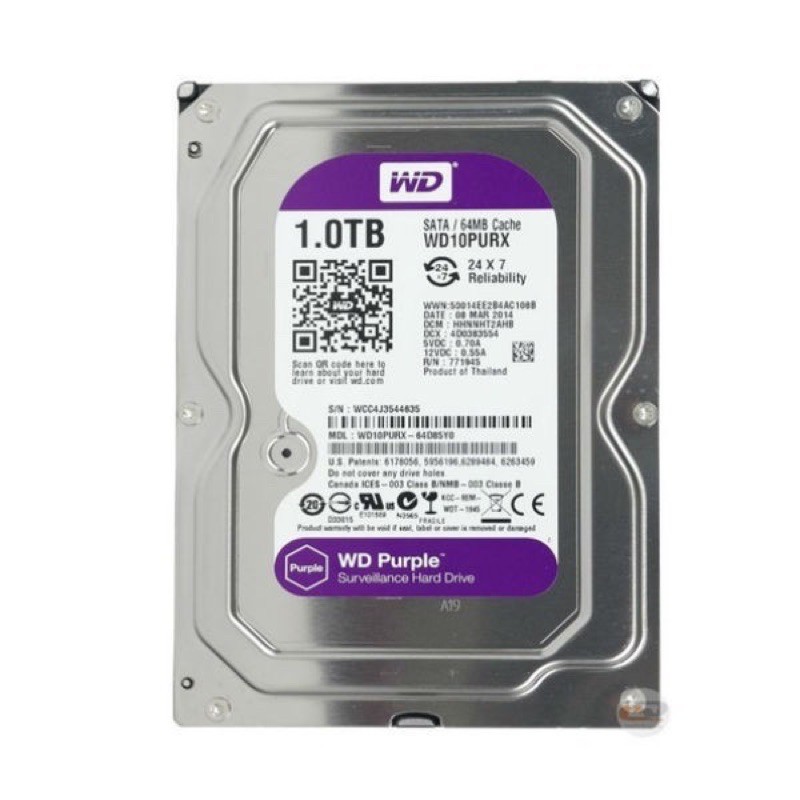 [Mã ELHAMS5 giảm 6% đơn 300K] Ổ cứng Western 500GB,1TB,2TB Purple chuyên dùng cho camera