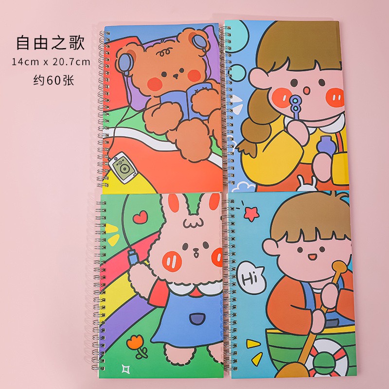 Set 3 quyển sổ, quyển vở gáy xoắn A5 kẻ ngang nhiều mẫu khác nhau