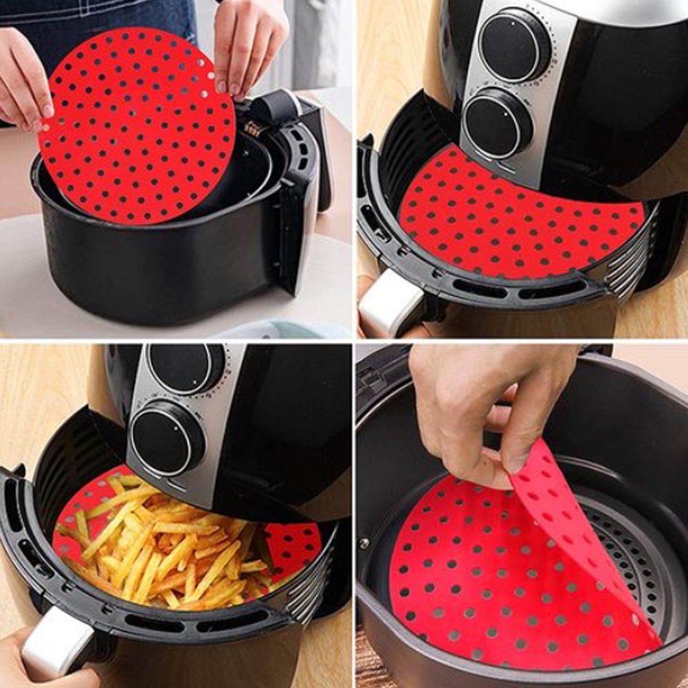 Miếng Lót Nồi Chiên Không Dầu Bằng Silicone Chống Dính Hình Tròn/Vuông Tiện Lợi