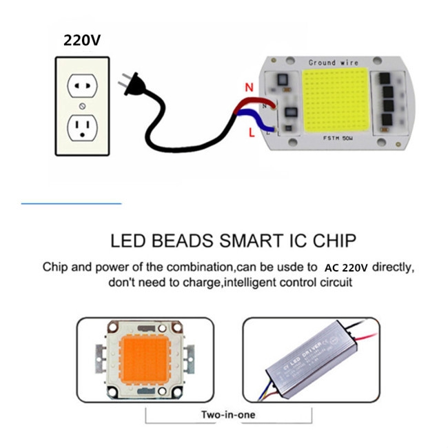 Chip Đèn Led Cob Tiện Dụng 15w / 20w / 30w / 50w 220v