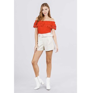Áo croptop bẹt vai Active xuất xịn