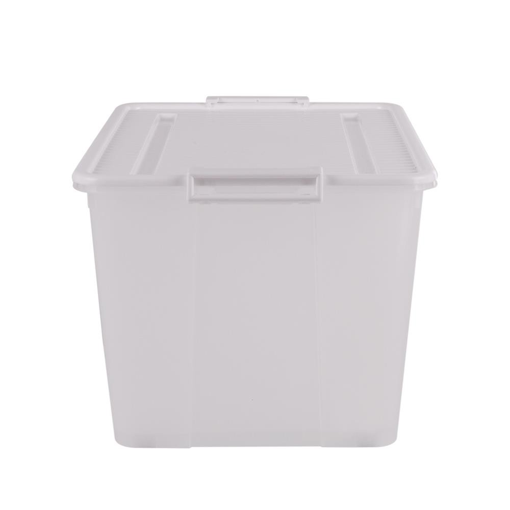 HomeBase STACKO thùng nhựa đựng đồ có nắp có bánh xe Thái Lan 66L W62xD43xH34.5Cm Trắng