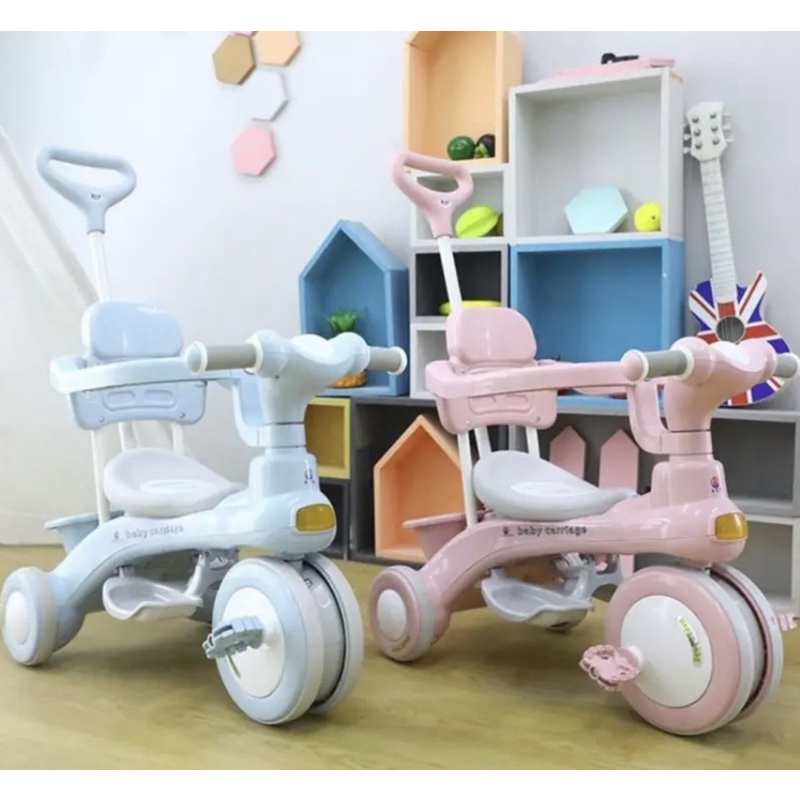 Xe đẩy cao cấp 618 kiêm chòi chân và đạp có nhạc có đèn