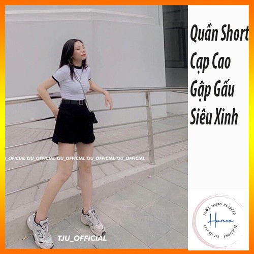 Quần Short Nữ Gập Gấu Cạp Cao Nhiều Màu