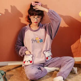 Bộ ngủ bông mùa đông cute lạc lối, chất cực đẹp ( ảnh thật )