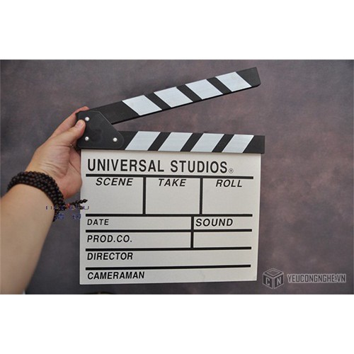 Clapboard gỗ màu trắng 30x27cm hỗ trợ quay phim CB-3027 bảng dập điện ảnh cho đạo diễn