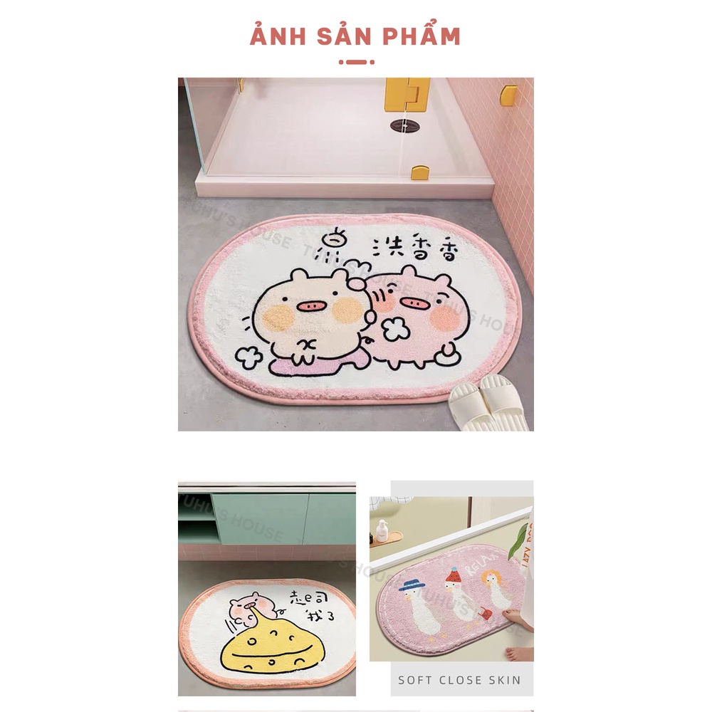 Thảm lau chân, thảm lông chùi chân nhà bếp trải sàn decor chống trượt hoạt hình đáng yêu - TUHUHOUSE