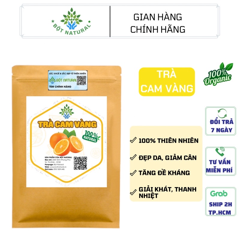 Trà cam vàng Mỹ sấy lạnh Loại I 100g - làm trà thanh nhiệt, sáng da, bổ sung vitamin C, tăng hệ miễn dịch | Bột Natural