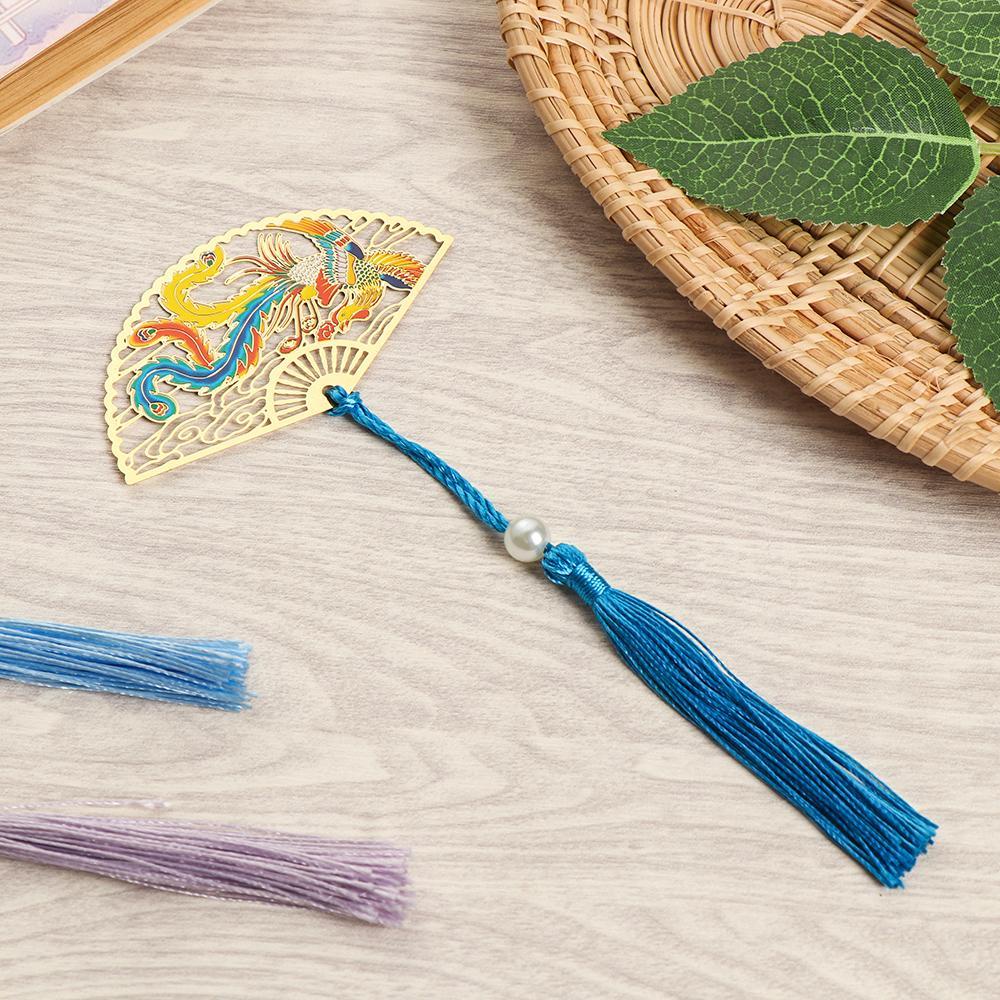 FAY Thẻ Đánh Dấu Trang Sách Bằng Đồng Thau Đính Hoa Tua Rua Kiểu Retro Trung Hoa Dễ