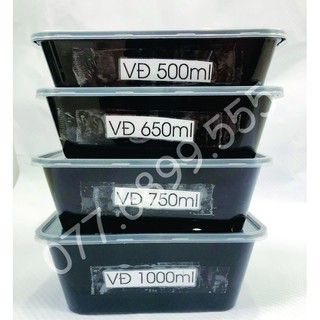 50 cái hộp CN nhựa microwave đen trong