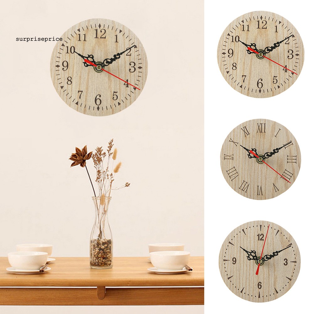 Đồng hồ treo trường bằng gỗ mặt số phong cách retro dành cho trang trí