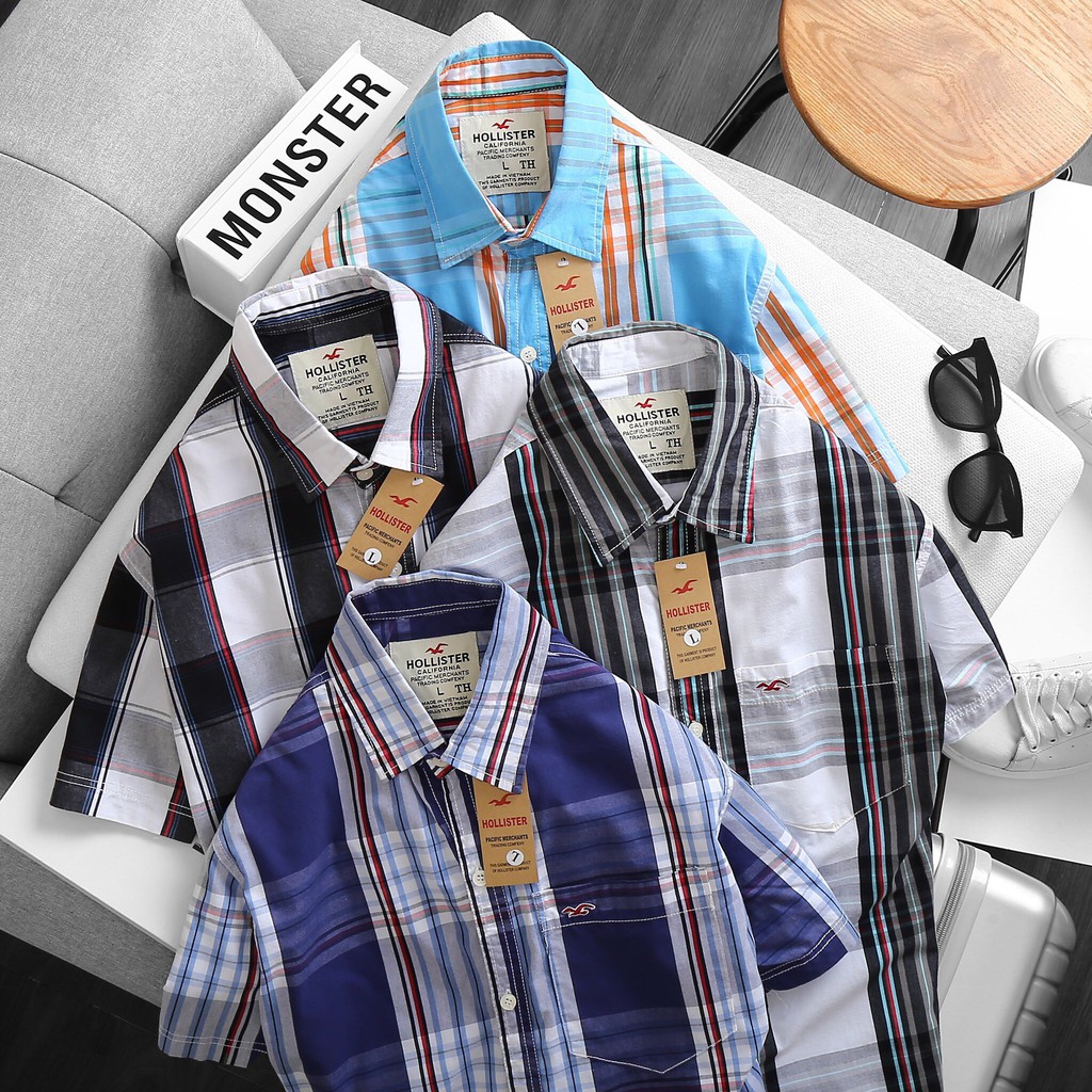 Áo sơ mi nam tay ngắn kẻ sọc vải mềm mịn, thấm hút mồ hôi | BigBuy360 - bigbuy360.vn