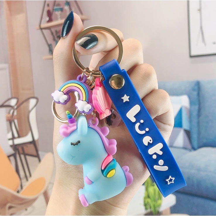 Móc Khóa Kỳ Lân Unicorn Ngựa Một Sừng, Móc Khóa Lucky - Loại Full Phụ Kiện - BEYOU