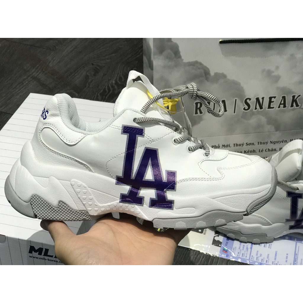 Siêu Phẩm Giày Thể Thảo Sneaker MLB LA Xanh Trắng Đế Tách Lớp SIêu Xinh Cao Cấp Ảnh Thật + freeship + Tặng Tất
