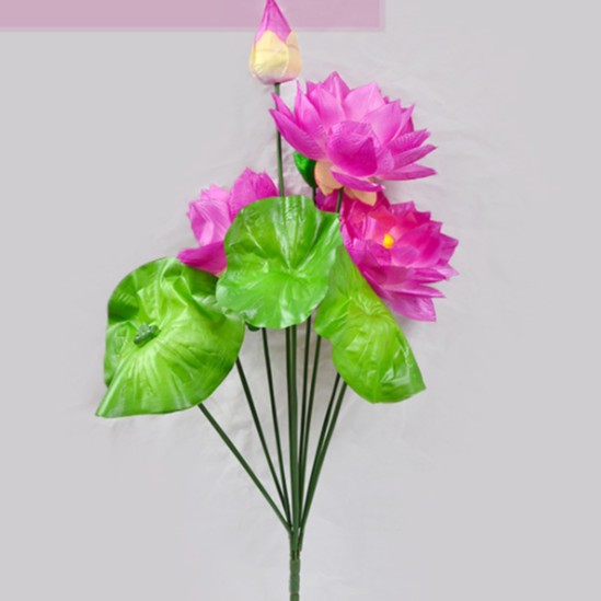 CÀNH HOA SEN 8 NHÁNH 75CM CÓ ĐÀI SEN, CÂY GIẢ HOA VẢI LỤA CAO CẤP LIZFLOWER [A14]