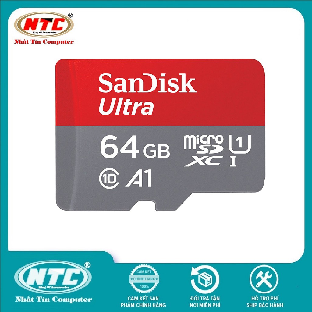 Thẻ nhớ MicroSDXC SanDisk Ultra A1 64GB Class 10 U1 100MB/s - Không Box (Đỏ)