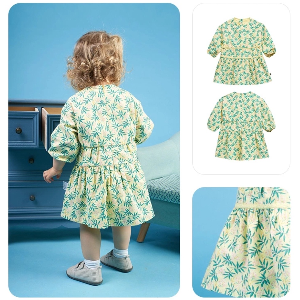 Váy thô hình lá xanh xuất Hàn cho bé gái