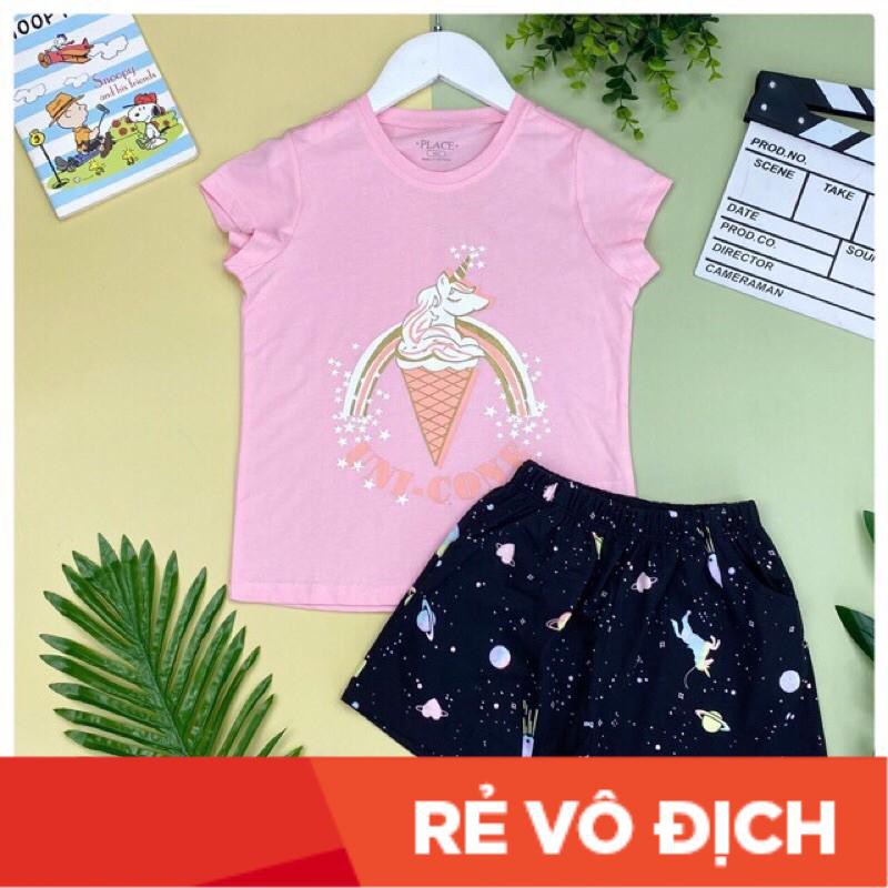 Bộ cotton cỡ đại áo in hình, quần hoạ tiết cho bé gái size XS4 - XL14, cho bạn 20-50kg. Chất cotton siêu mềm, mỏng, mát