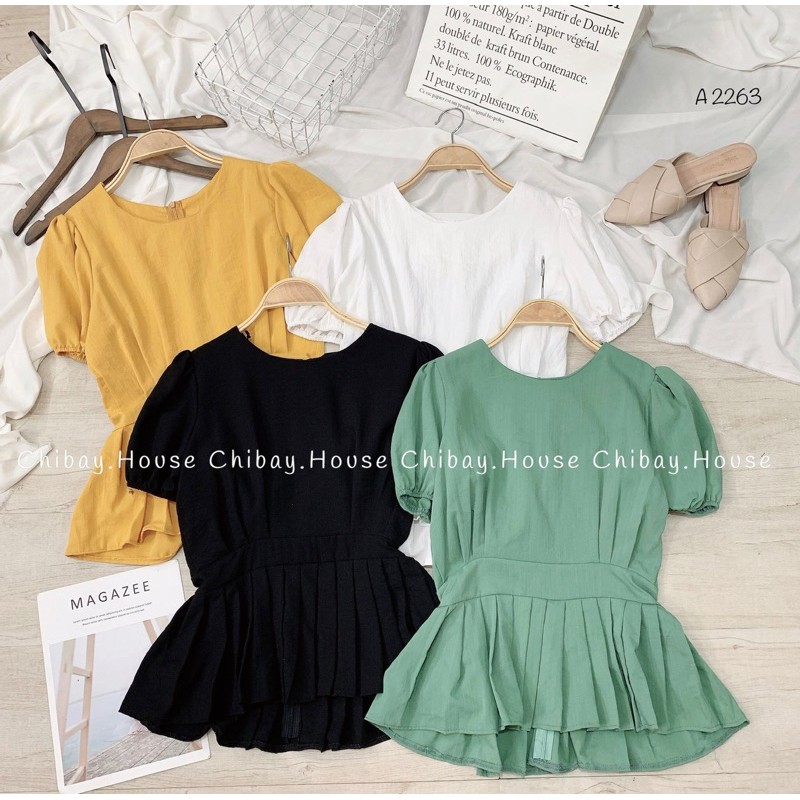 Áo peplum xếp li ( hình thật shop chụp, đổi trả nếu không giống hình )