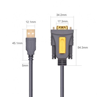 Cáp chuyển đổi USB 2.0 ra COM RS232 Ugreen 20222 (dài 2m)