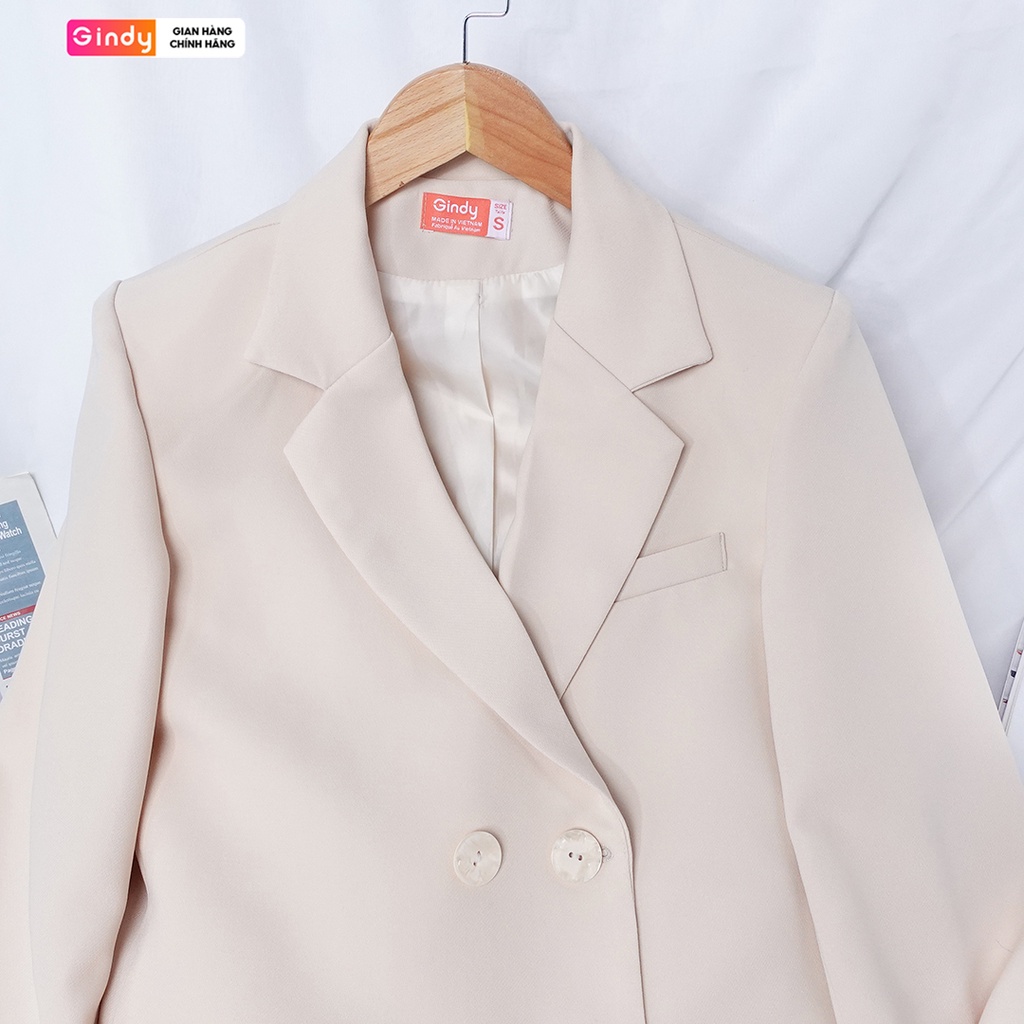 Áo Vest Blazer Nữ GINDY Khoác Ngoài Dài Tay 2 Lớp Mẫu Mới Có Đệm Vai Thời Trang Công Sở Phong Cách Hàn Quốc A025