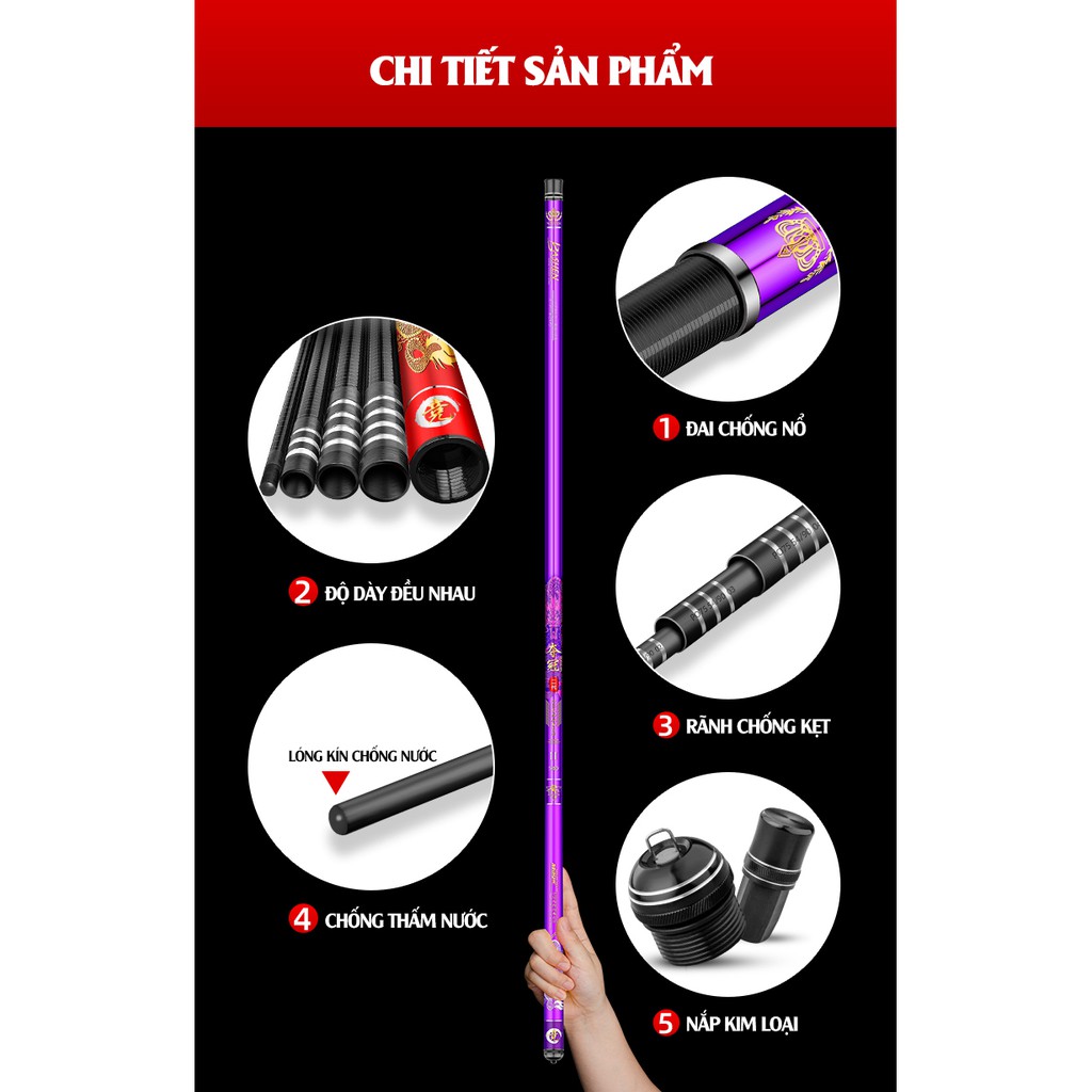 Cần Câu Tay Guide Bashen Thắng Lợi Tím 4H Chính Hãng