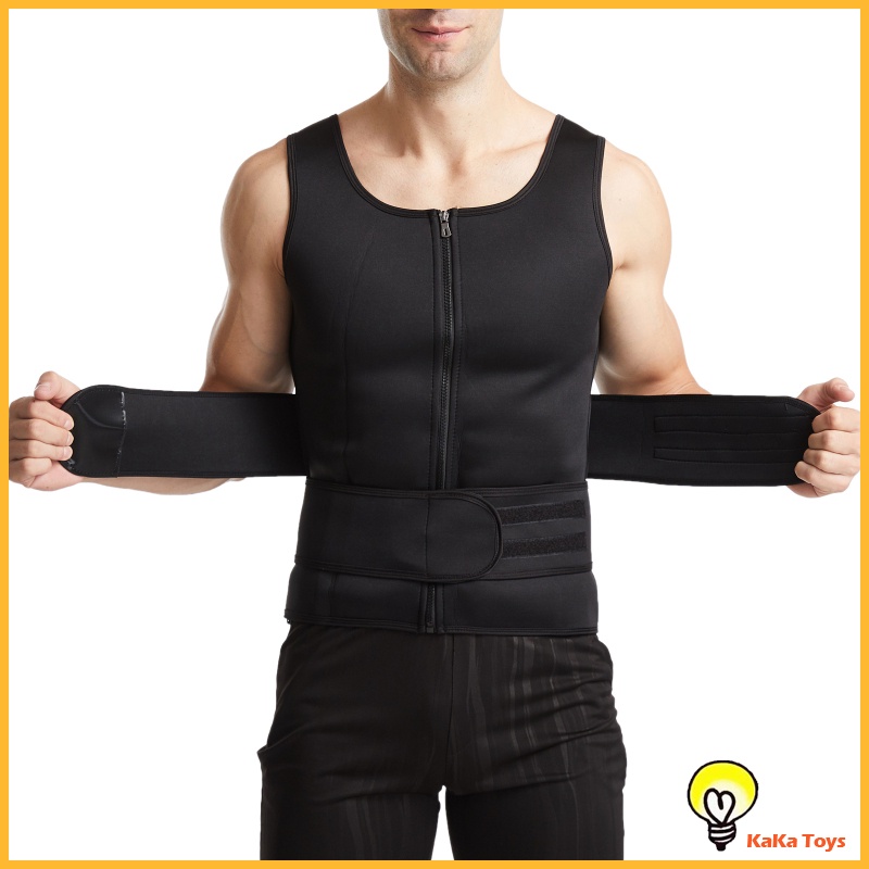 [KaKa Toys] Men Sauna Suit Sweat Vest Waist Trainer Body Shaper Tank Top Compression S