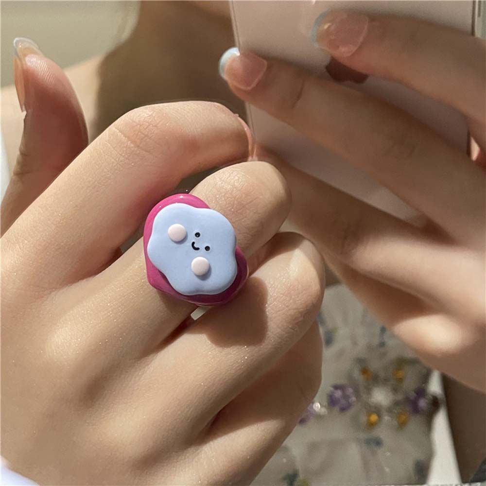 Nhẫn Nhựa Acrylic Trong Suốt Hình Phi Hành Gia / Bánh Donut Nhiều Màu Dễ Thương Cho Nữ