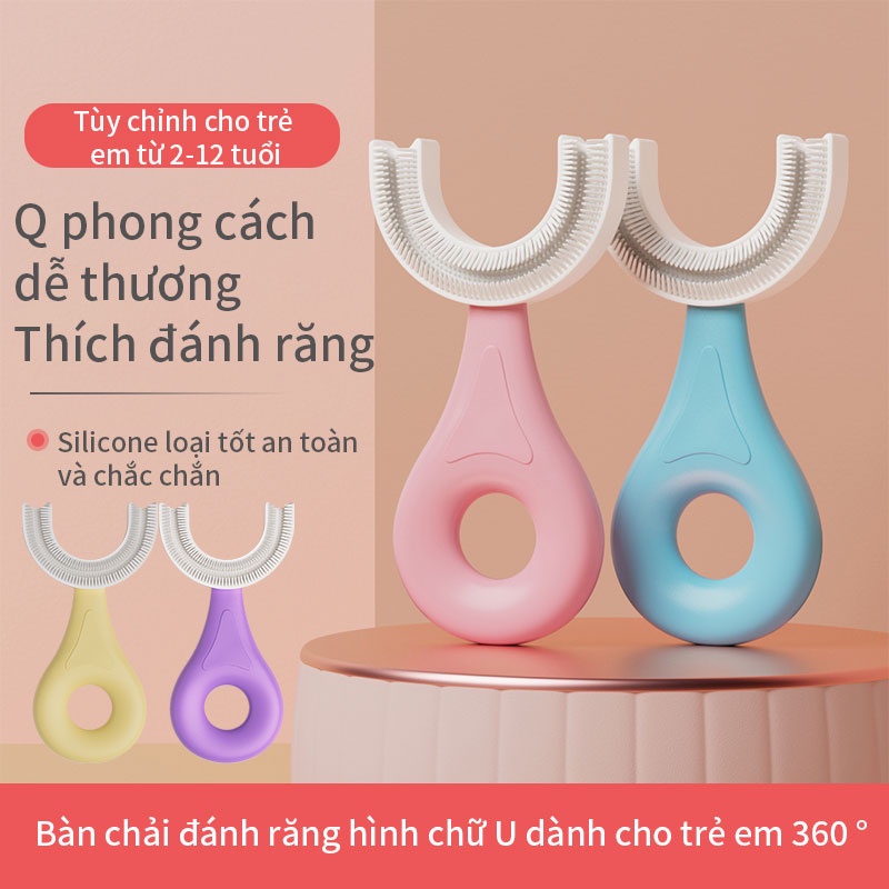 Bàn Chải Đánh Răng Sạch Răng Cho Bé 2-12 tuổi Chất Liệu Silicon An Toàn Chữ U Thông Minh