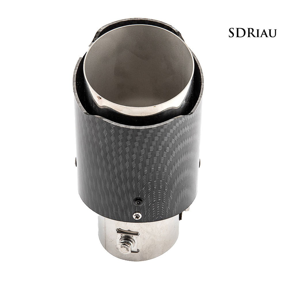 Ống xả giảm thanh có đèn LED màu đỏ/xanh dương họa tiết sợi carbon gắn đuôi xe hơi