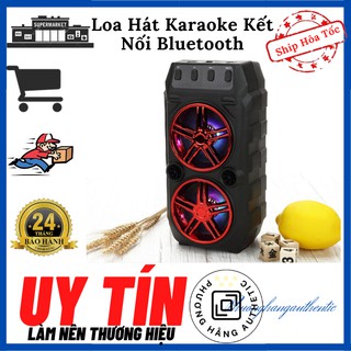 Loa bluetooth sừng đôi -kẹo kéo tặng mic hát,loa karaoke,hỗ trợ thẻ nhớ,nghe đài FM,âm thanh siêu hay