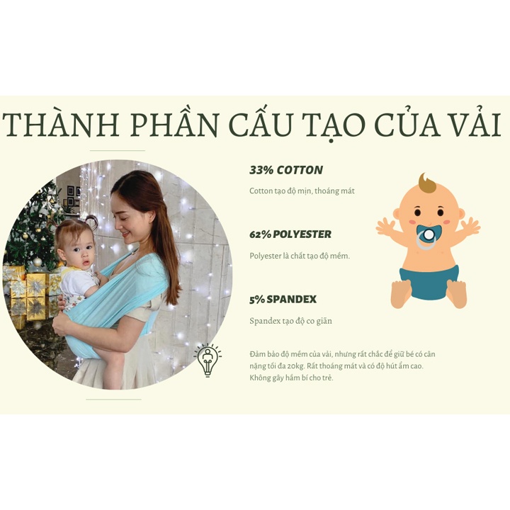 [Voucher Giảm 50k + Quà Tặng] Địu Vải Thoáng Khí Cho Bé Từ 0-24 Tháng EmBé Sling Dòng Flex và Flex Plus