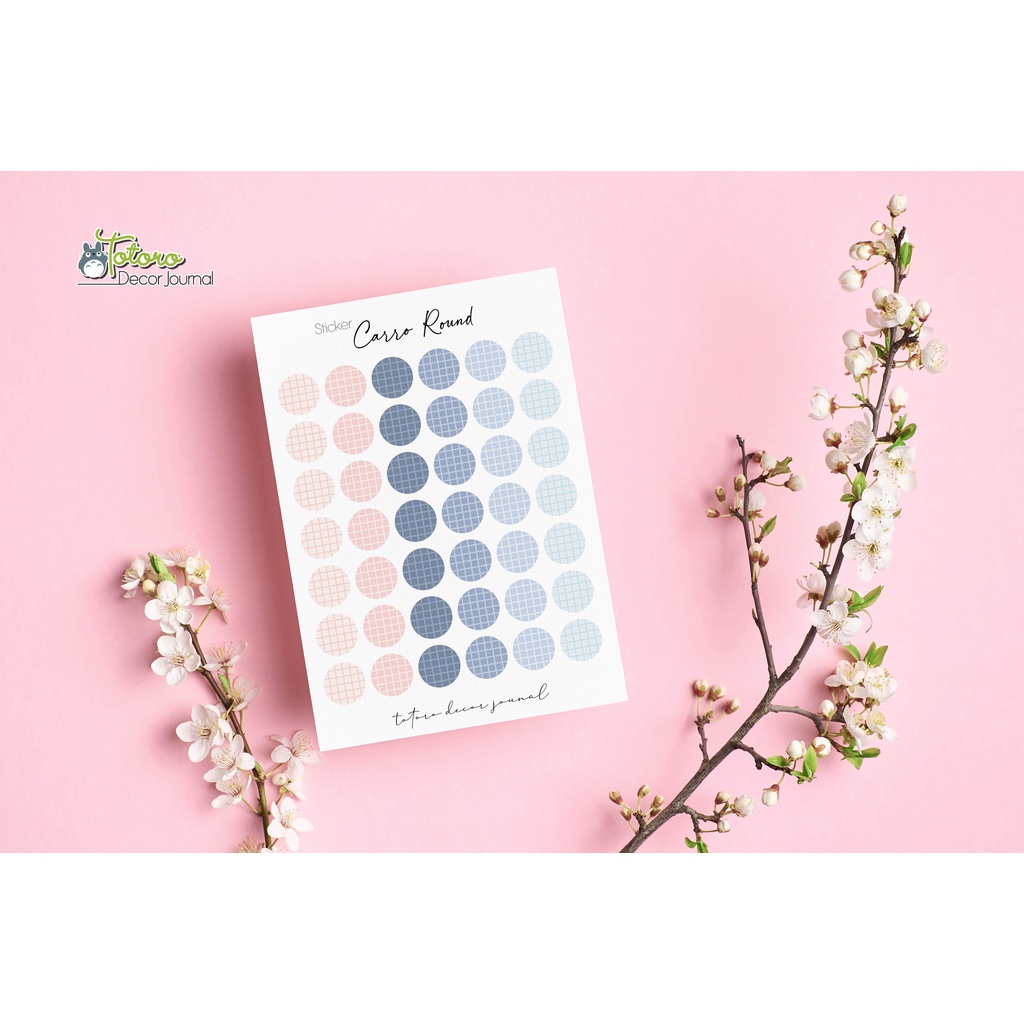 Sticker caro tròn màu patel dễ thương