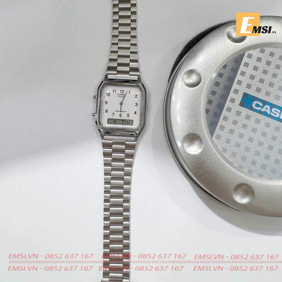 TOP Đồng hồ Unisex Casio Vintage AQ-230  dây kim loại - Emsi.vn - Casio 29.8mm
