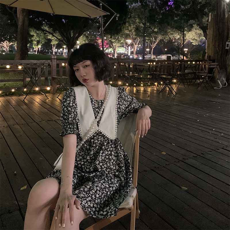 Đầm hoa nhí phối cổ viển ren phong cách tiểu thư cổ điển