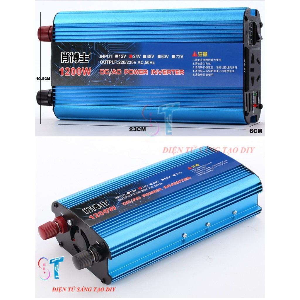 Bộ Chuyển Đổi Điện Inverter 24VDC Lên 220VAC 1200W