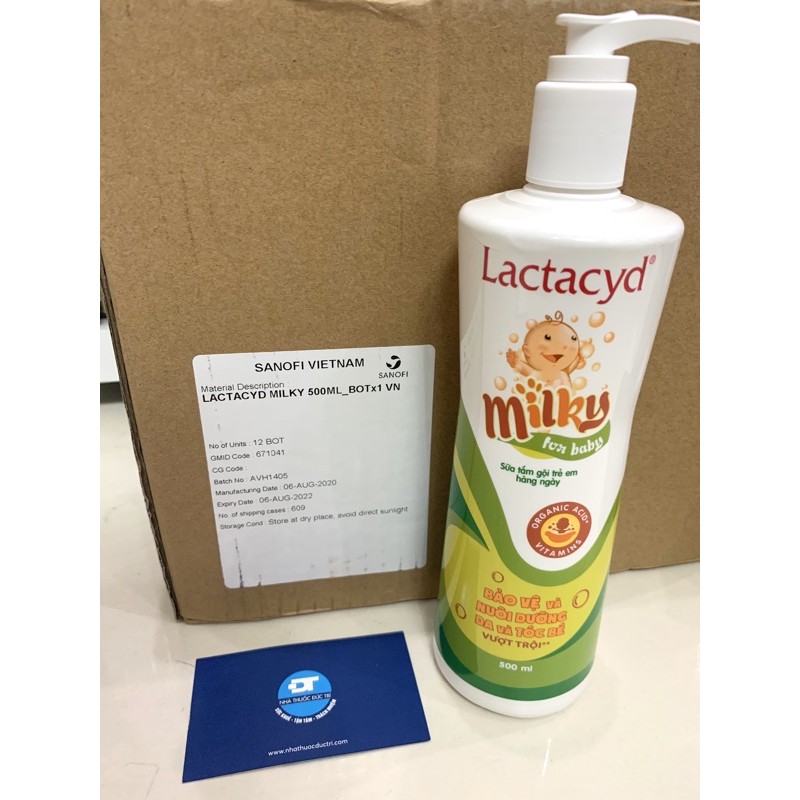 [CHÍNH HÃNG] Sữa tắm gội ngừa rôm sảy cho bé Lactacyd Milky