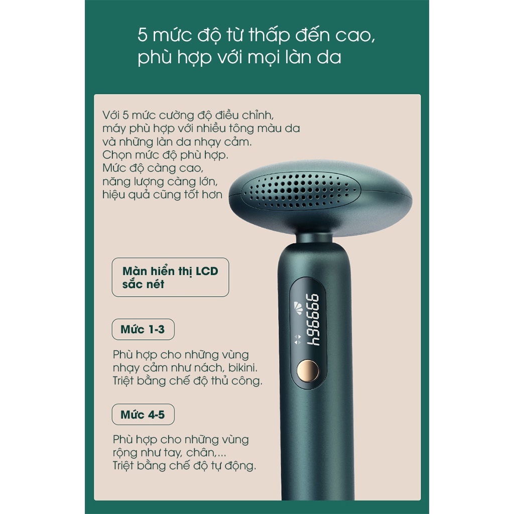 Máy triệt lông vĩnh viễn, máy triệt lông mini Venus Hair Remove cao cấp không đau an toàn tại nhà - Quà tặng 300k