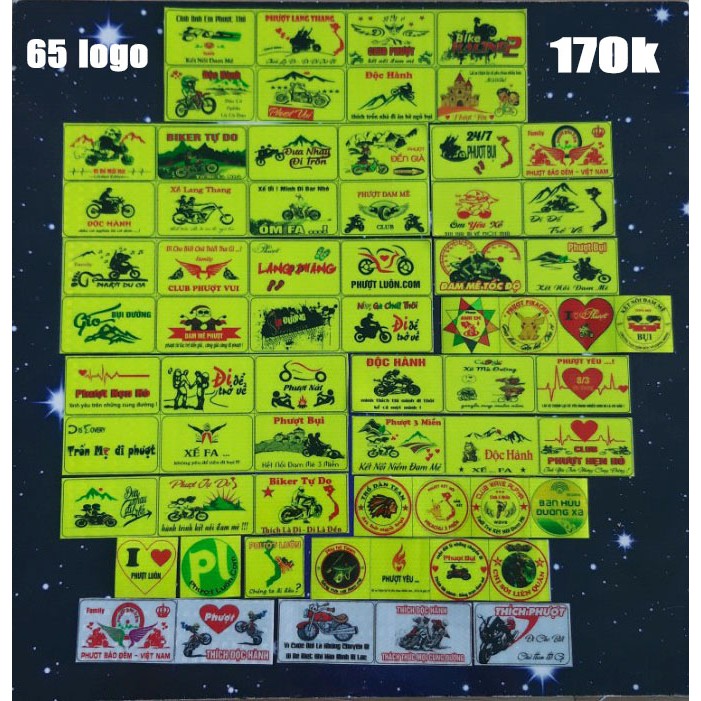 65 logo phượt phản quang tem phượt tem dán xe