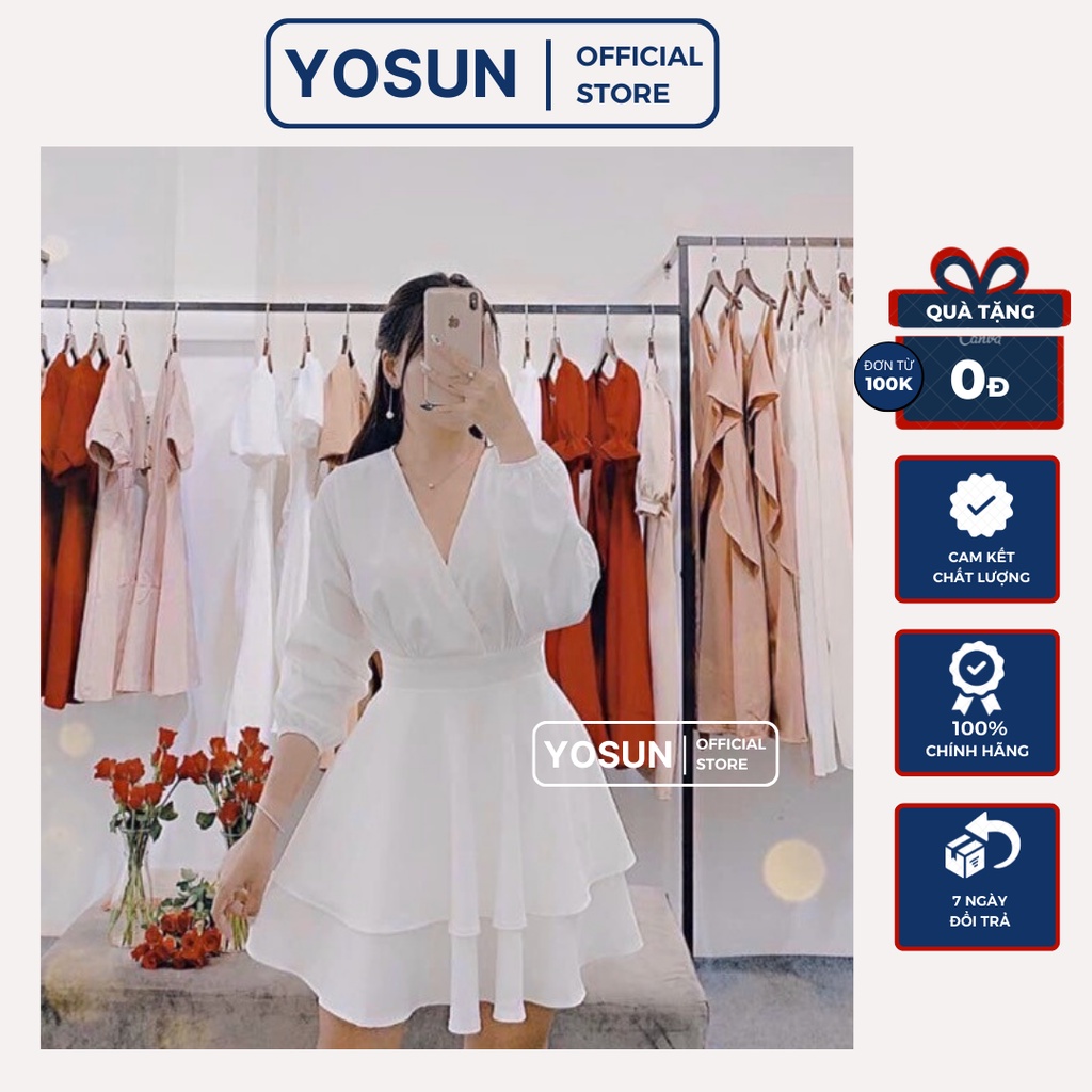 Jumpsuit Nữ Cao Cấp Cổ V Đắp Chéo Tay Dài Sang Chảnh, Jumpsuit Thời Trang Tầng Xòe Xinh Xắn Đi Chơi Hẹn Hò Màu Trắng