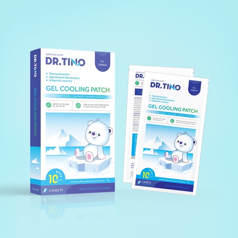 Miếng Dán Hạ Sốt Dr.Tino Cho Bé An Toàn Hiệu Quả Kéo Dài Đến 10 Giờ Hộp 6 Miếng