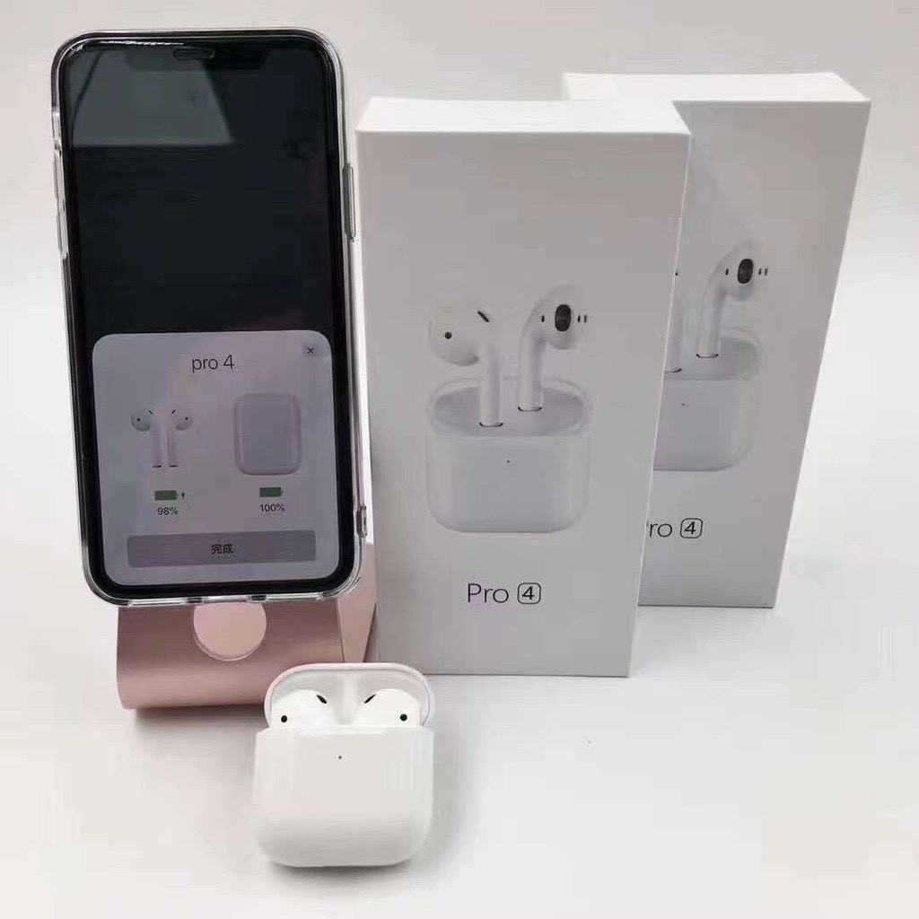 Tai nghe Airpods Pro 4 Bluetooth TWS 5.0 Định vị, đổi tên chuẩn 2021 Nguyên Seal FullBox